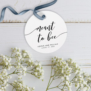 Black and White Relax Script Meant to Bee Wedding Favour Tags