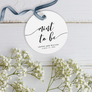 Black and White Relax Script Mint to Be Wedding Favour Tags