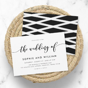 Black and White Relax Script Wedding Invitation