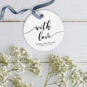 Black and White Relax Script With Love Wedding Favour Tags