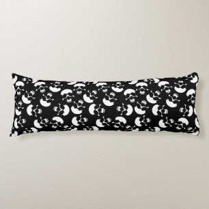Black And White Repeating Motif Skull Pattern Body Cushion