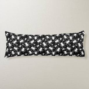 Black And White Repeating Motif Spider Pattern Body Cushion