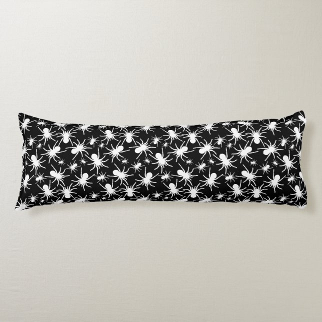 Black And White Repeating Motif | Spider Pattern Body Cushion (Front)