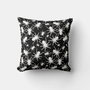 Black And White Repeating Motif   Spider Pattern Cushion