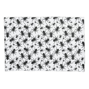 Black And White Repeating Motif Spider Pattern Pillowcase