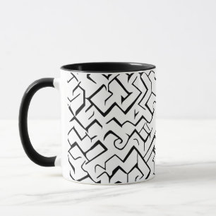 Black And White Repeating Pattern Modern Maze Mug