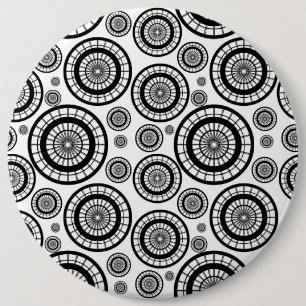 Black and White Repeating Wheel Pattern 6 Cm Round Badge