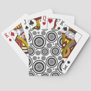 Black and White Repeating Wheel Pattern Playing Cards