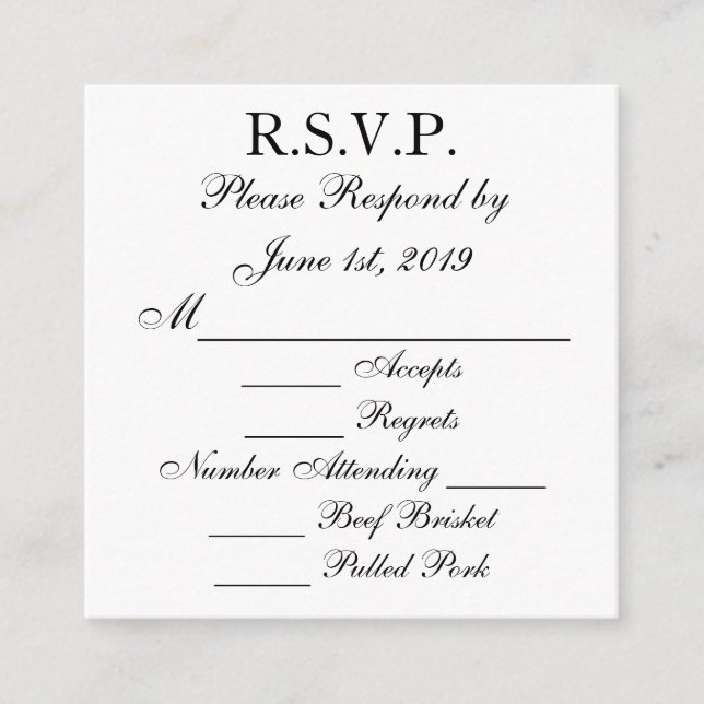 Black and White Response RSVP Cards (Front)