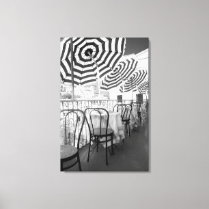 Black And White Restaurant Tables Canvas Print