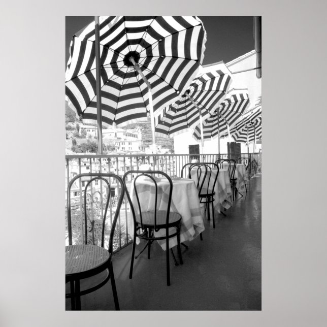 Black And White Restaurant Tables Poster (Front)