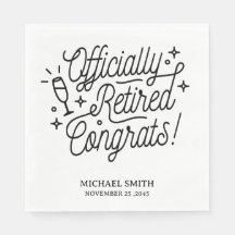 Black and White Retirement Party Napkins