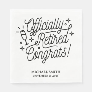 Black and White Retirement Party Napkins