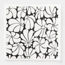 Black And White Retro 70s Flower Graphic Design