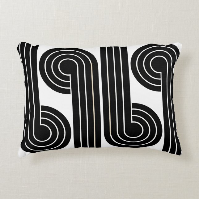 Black and White Retro Abstract Lines  Decorative Cushion (Front)