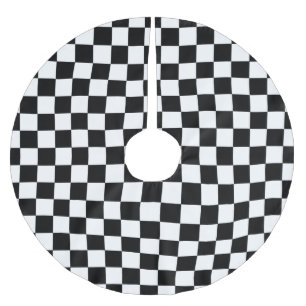 Black And White Retro Chequered Pattern Brushed Polyester Tree Skirt