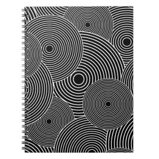 Black and White Retro Circles Pattern Notebook