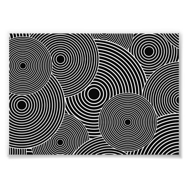 Black and White Retro Circles Pattern Photo Print (Front)