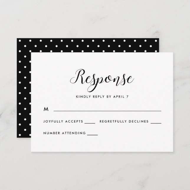 Black and White Retro Dots Wedding Rsvp Response (Front/Back)