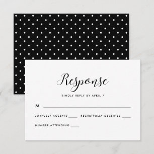 Black and White Retro Dots Wedding Rsvp Response