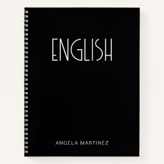 Black and White Retro English Language Study Notebook