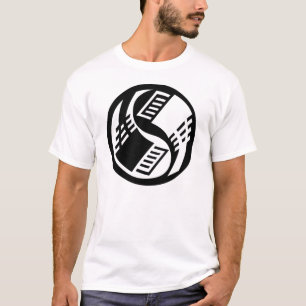Black and White Retro Ethernet Yin Yang Design T-Shirt