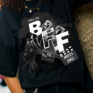 Black and White Retro Film BFF Cinematic Photos T-Shirt