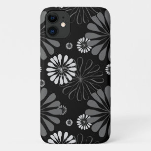 Black and White Retro Floral iPhone 11 Case