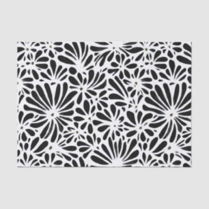 Black and White Retro Floral Tissue Paper