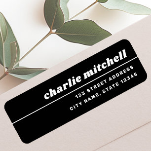 Black and white retro font return address