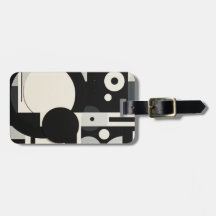 Black and White  Retro Luggage Tag