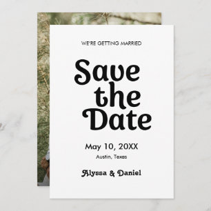 Black and White Retro Modern Custom Photo Wedding  Invitation