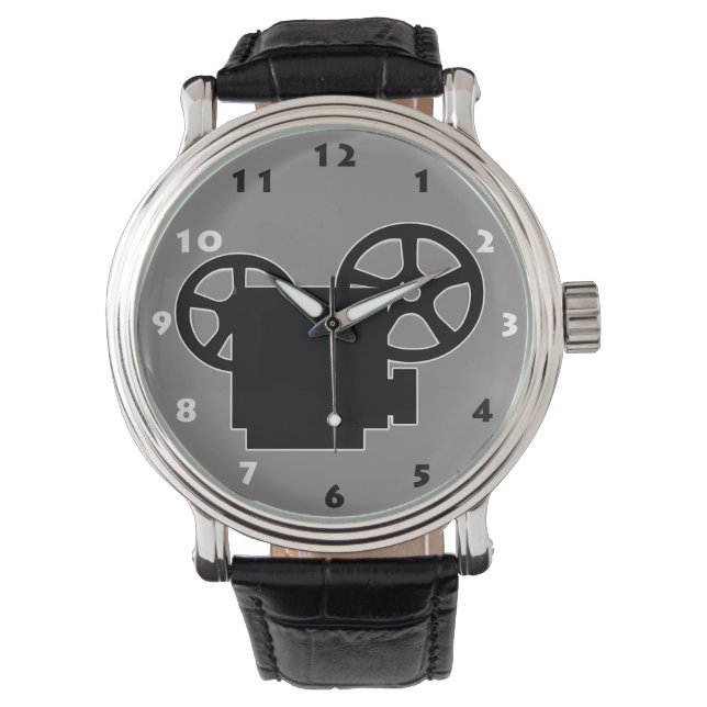 BLACK AND WHITE RETRO MOVIE PROJECTOR WATCH (Front)