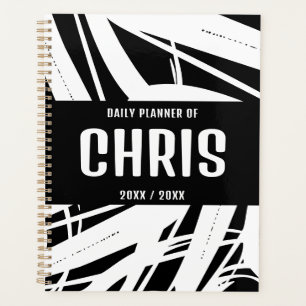 Black And White Retro Personal Business Daily Planner