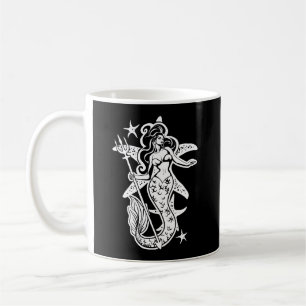 Black And White Retro Pin-Up Mermaid Coffee Mug