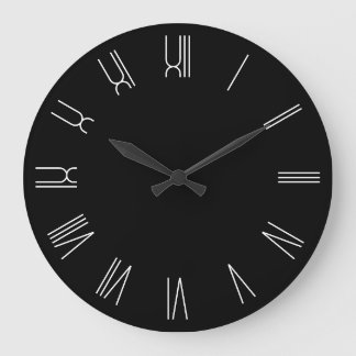 Black and White Retro Roman Numerals Large Clock
