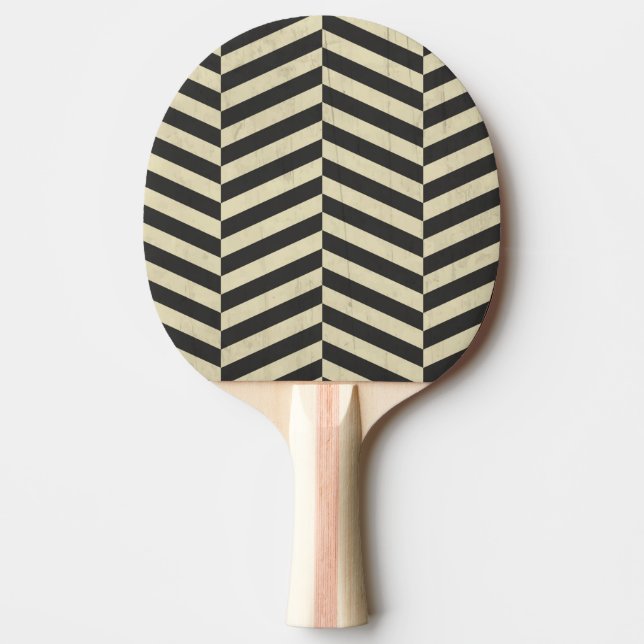 Black and White Retro Stripes Pattern Ping Pong Paddle (Front)