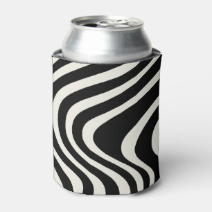 Black and white retro style waves can cooler