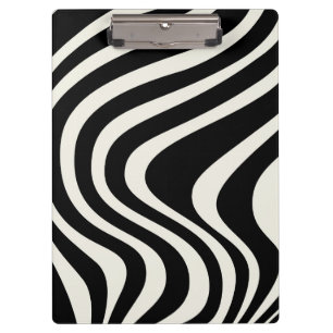 Black and white retro style waves clipboard