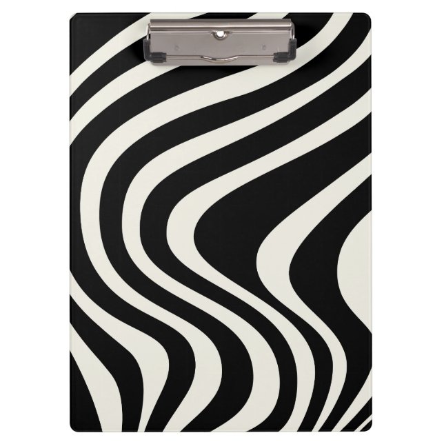 Black and white retro style waves clipboard (Front)