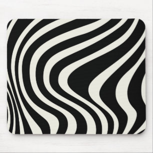 Black and white retro style waves mouse mat
