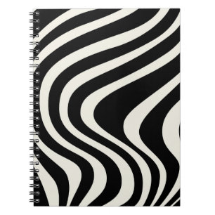 Black and white retro style waves notebook