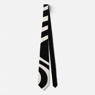 Black and white retro style waves tie