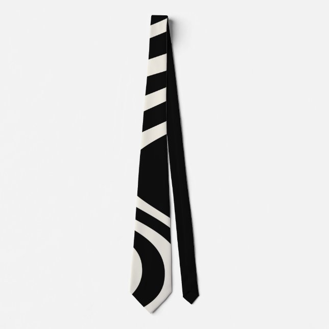 Black and white retro style waves tie (Front)
