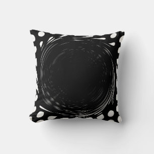 Black and White Retro Swirl Painting Abstract Art Cushion
