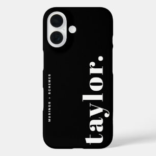 Black and White Retro Typography Personalised iPhone 16 Case