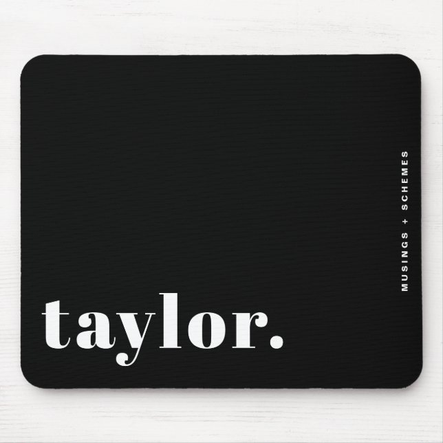 Black and White Retro Typography Personalised Mouse Mat (Front)