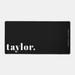 Black and White Retro Typography Personalized Desk Mat
