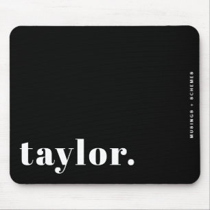Black and White Retro Typography Personalized Mouse Mat