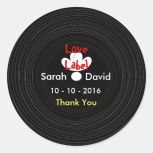 Black and White Retro Vinyl Music Record  Themed Classic Round Sticker